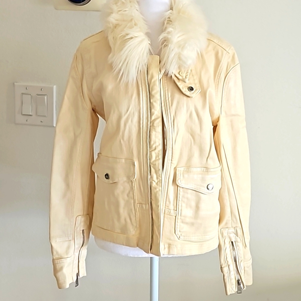 Ralph lauren removable faux fur vest denim jacket